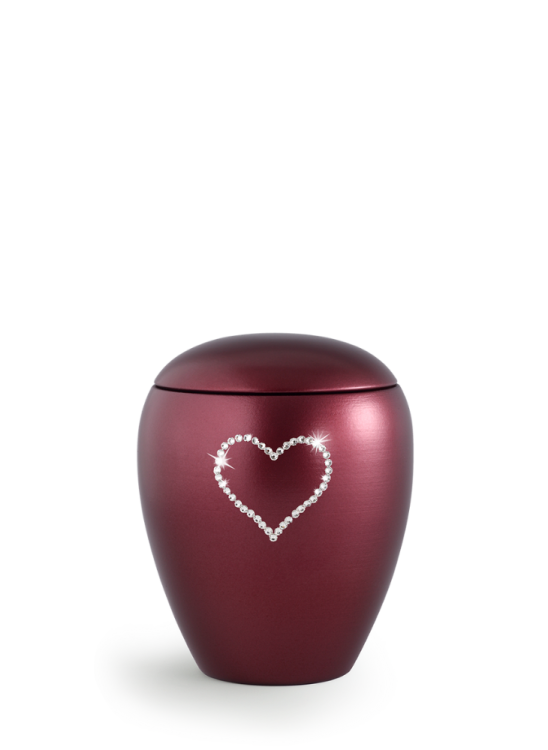 Zvířecí urna Crystal  Heart - Rubínová 0,5l