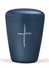 Ekologická urna Cross, modrá, motiv kříže