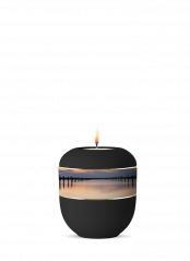 Keramická miniurna Memorius, černá, samet, pobřeží, svíčka.