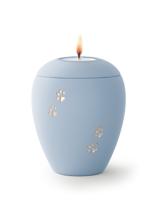 Zvířecí urna Siena Paws se svíčkou - Modrá 1,5l