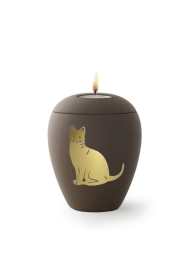Zvířecí urna Siena Cat se svíčkou - Cafe 0,5l