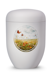 Ökologische Urne Elegance – Weiß/Sommerwiese
