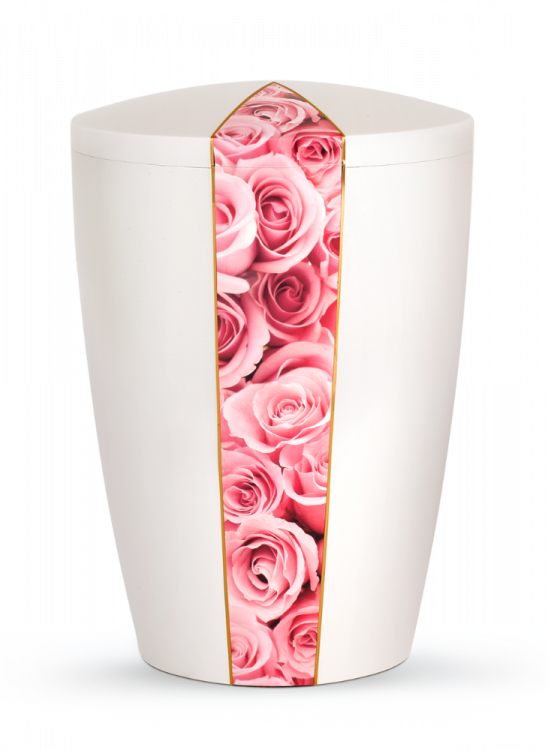 Ekologická urna Flora White, růžové růže
