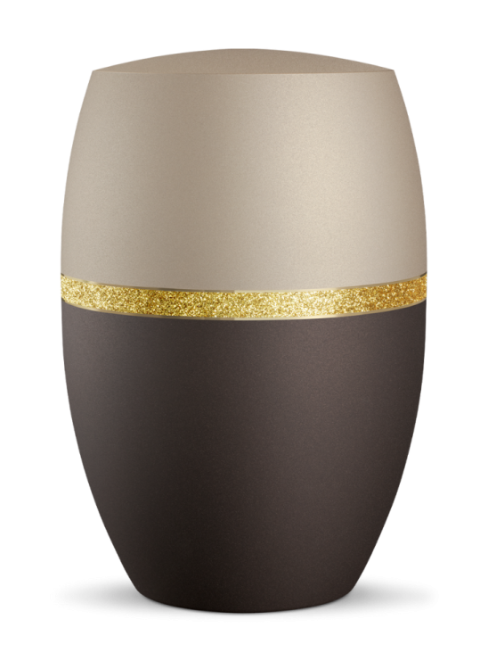 Ökologische Urne Glamour Gold, Siena, Champagner, Zierband