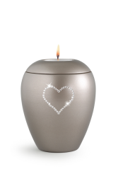 Zvířecí urna Crystal Heart se svíčkou - Fumé 1,5l