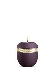 Keramická miniurna Livorno, fialová, zlatý pásek, svíčka