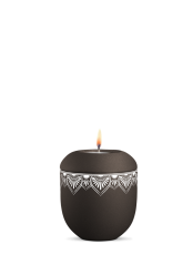 Keramická miniurna Mandala, hnědá, siena, mandala, svíčka