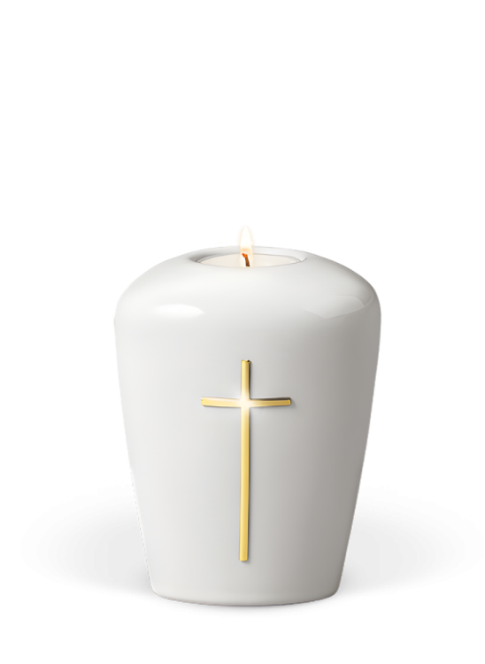 Keramická miniurna Aura - Bílá/Zlatá