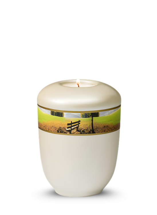 Keramická miniurna Amaris - Bílá/Krajina