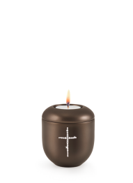 Keramická miniurna Crystal Kríž, hnedá, lesklá, kríž, krištáľ, sviečka