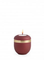 Keramická miniurna Alicante, rubínová, červená, zlatá, svíčka.