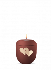 Keramická miniurna Facette, červená, matný povrch, srdce, svíčka