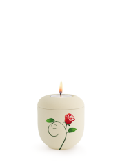 Keramická miniruna Classic, bílá, krémová, sametová, růže, svíčka.