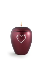 Zvířecí urna Crystal Heart se svíčkou - Rubínová 0,5l