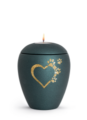 Zvířecí urna Verona Heart se svíčkou - Smaragdová 1,5l