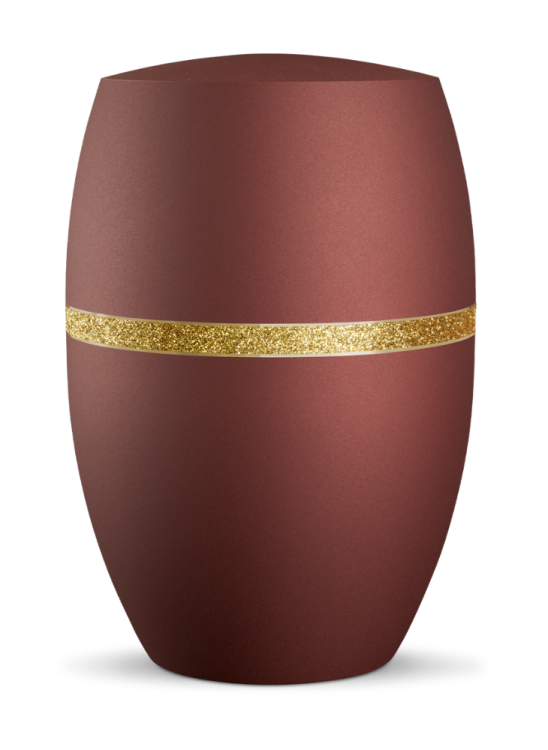 Ekologiczna urna Glamour Gold, bordowa, ozdobny pasek