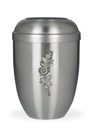 Metalowa urna Faith Silver, różowy kwiat