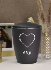 Zvířecí urna Elegance Heart, černá 1,5l