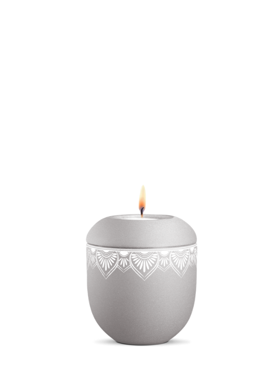 Miniurna ceramiczna Mandala  - Srebrnoszara