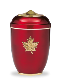 Kovová urna Amara II, červená/ javor