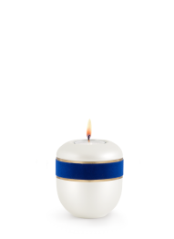 Keramická miniurna D'artiste, modrá, ozdobný pás, sviečka
