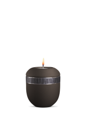 Keramická miniurna Veta, hnědá, černý pásek, svíčka