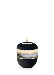 Keramická miniurna Mare, černá, pláž, svíčka.