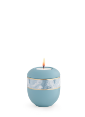 Keramická miniurna Pastell II, modrá, tyrkysová, zlatá, svíčka.