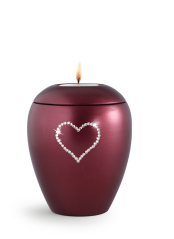Zvířecí urna Crystal Heart se svíčkou - Rubínová 1,5l