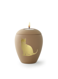 Siena Katzen-Tierurne mit Kerze – Sand 0,5 l