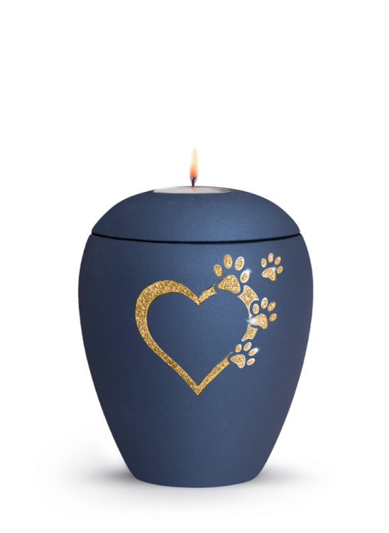 Zvířecí urna Verona Heart se svíčkou - Navy 1,5l