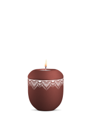 Keramická miniurna Mandala, červená, bordó, mandala, svíčka