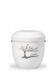 Detská urna Leaf - Biela/Strom s menom