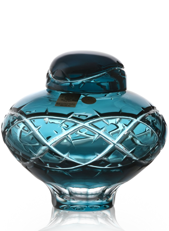 Křišťálová urna Spiny - Azurová 22,5 cm