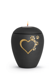 Zvířecí urna Verona Heart se svíčkou - Černá 1,5l