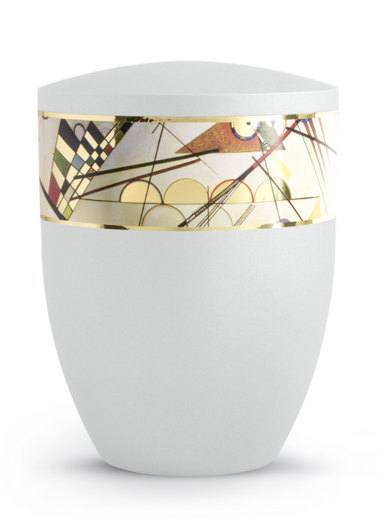 Ekologická urna Arte White, kompozice, ozdobný pásek