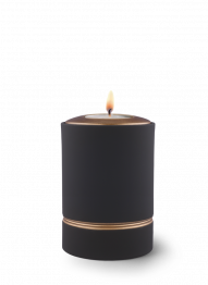 Keramická mimiurna Minion, Samtton, sametová, černá, starozlatá, ručně malovaná výzdoba,víko se svíčkou