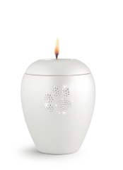 Zvířecí urna Crystal Paw se svíčkou - Bílá 1,5l