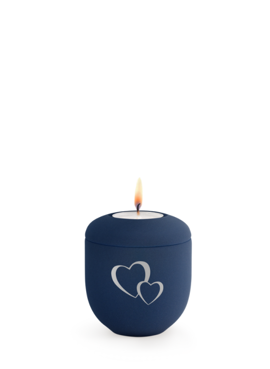 Keramická miniurna Srdce, námořnická, stříbrné srdce, svíčka
