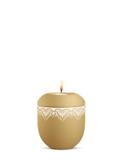 Keramická miniurna Mandala, žlutá, mandala, svíčka