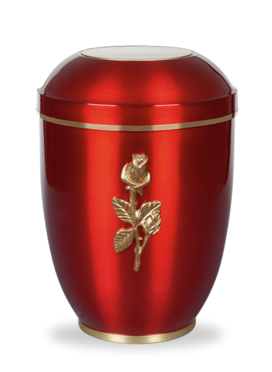 Kovová urna Amara, červená/růže