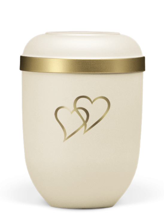 Bio-Urne Velvet Heart, Creme, Herz
