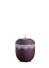 Keramická miniurna Mandala, fialová, mandala, svíčka