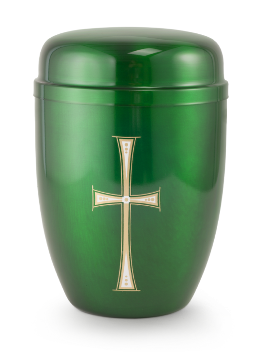 Kovová urna Faith Zelená - Kříž