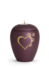 Zvířecí urna Verona Heart se svíčkou - Berry 1,5l