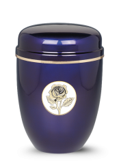 Kovová urna Medailon - Růže/Modrá