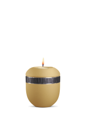 Keramická miniurna Veta, zlatá, okrová, žlutá, černý pásek, svíčka