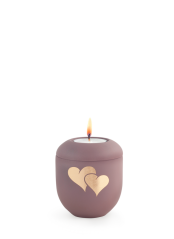 Keramická miniurna Pastell, fialová, srdce, svíčka.
