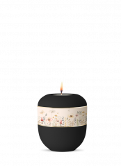 Keramická miniurna Memorius, černá, samet, louka, svíčka.