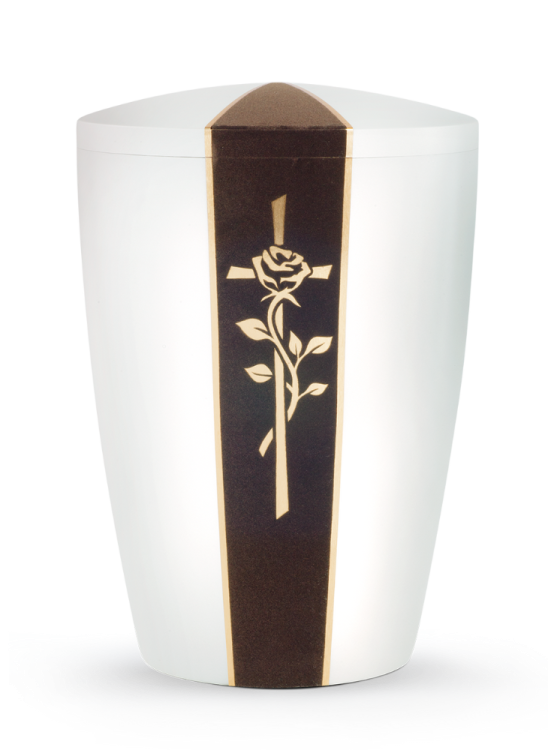 Ekologická urna D'artiste, růže a kříž, ozdobný pásek